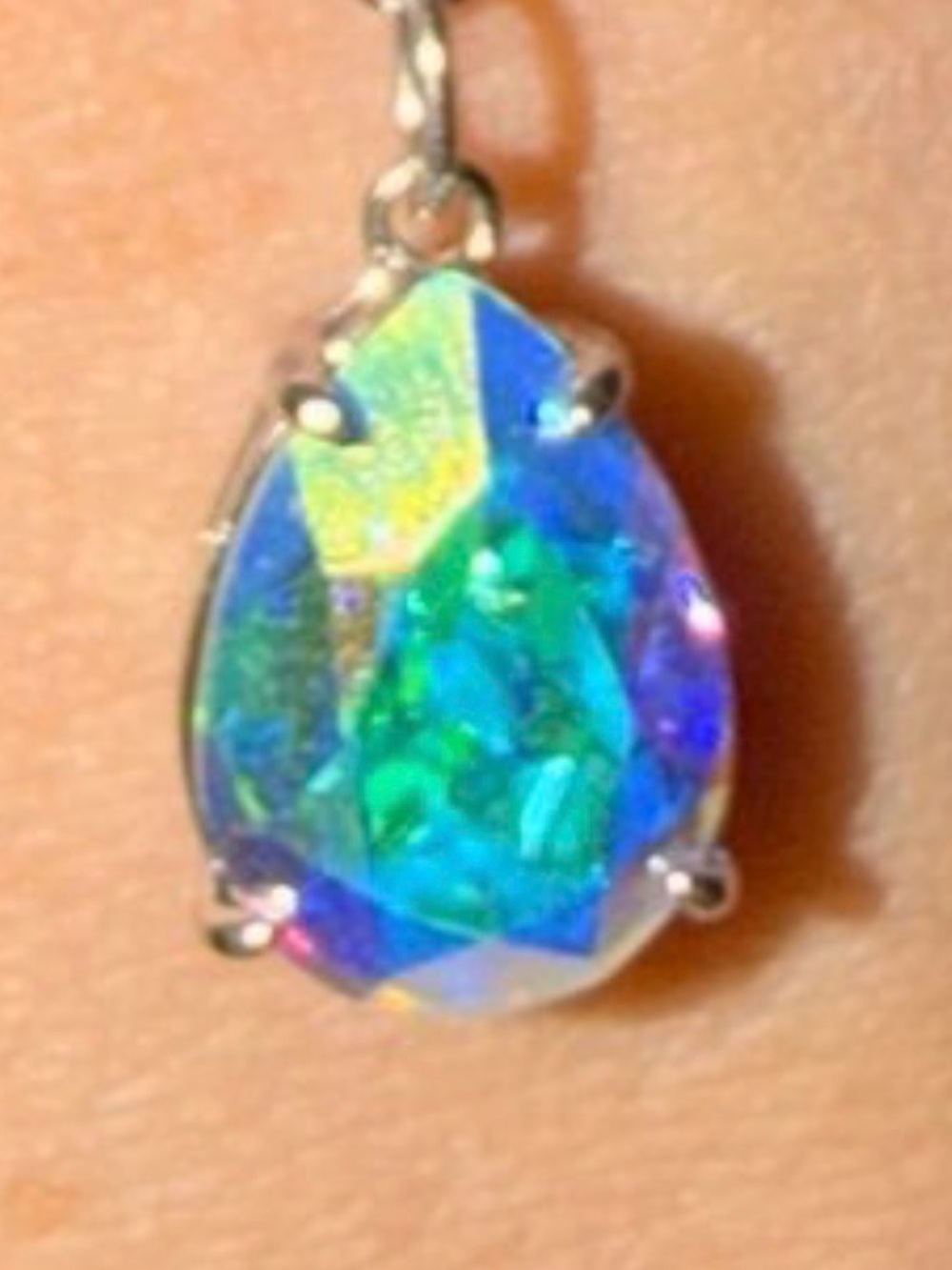 Teardrop Green-Blue Opal Pendant Necklace